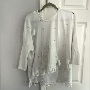 Lilka by Anthropologie white 3/4 sleeve hoodie top